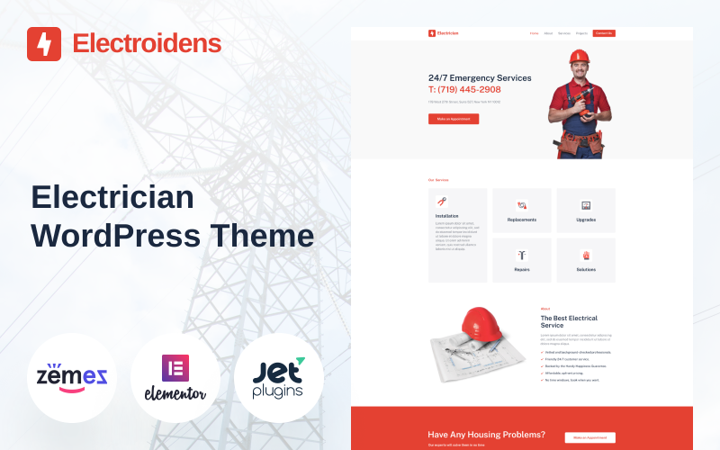 270 electroidens electrician website with wordpress elementor theme