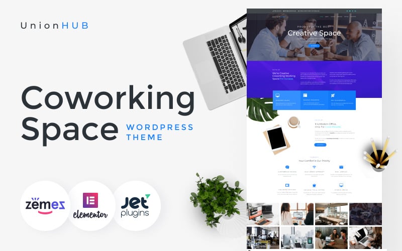 287 unionhub coworking space wordpress elementor theme