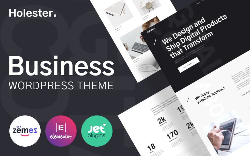 296 holester business services website template wordpress theme