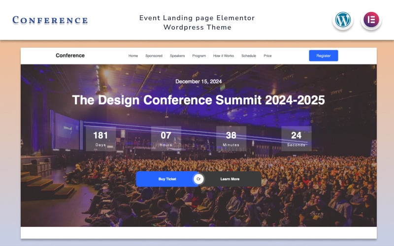 316 conference event landing page elementor wordpress theme