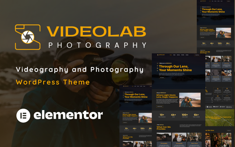 340 videolab videography and photography portfolio elementor wordpress theme