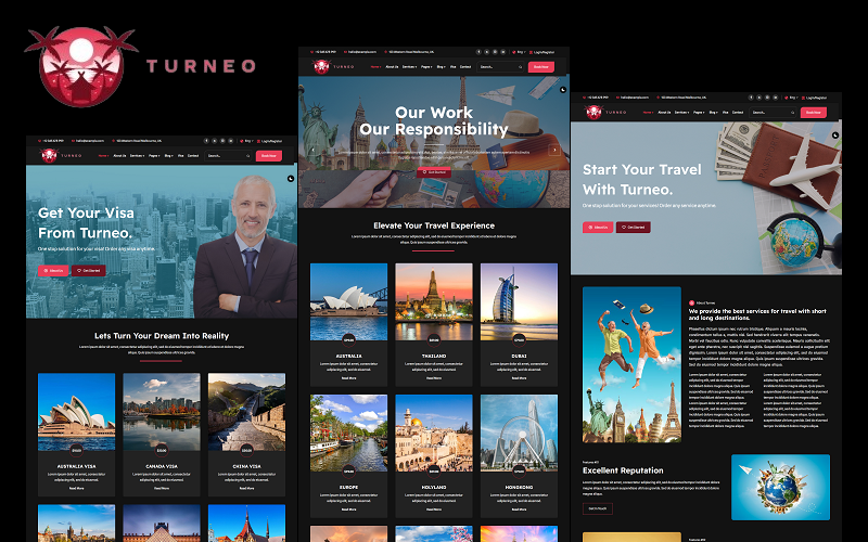 370 turneo travel tour visa hotel flight car cruise company and agency wordpress theme