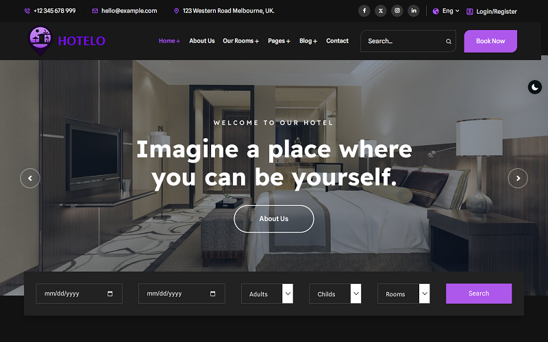 378 hotelo hotel resort motel booking responsive elementor wordpress theme