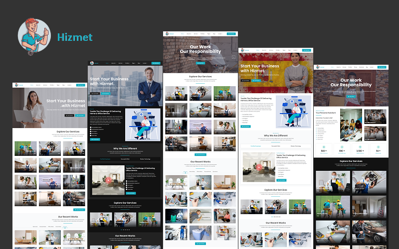 389 hizmet service provider company for home office and personal work elementor wordpress theme
