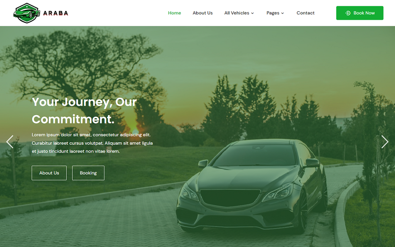 395 araba car bike taxi vehicle ride share rental and booking elementor wordpress theme