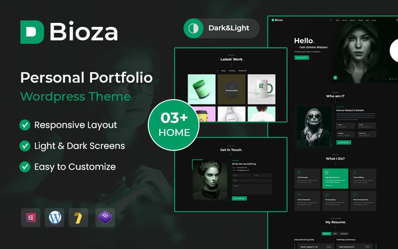 404 bioza personal portfolio landing page wordpress theme