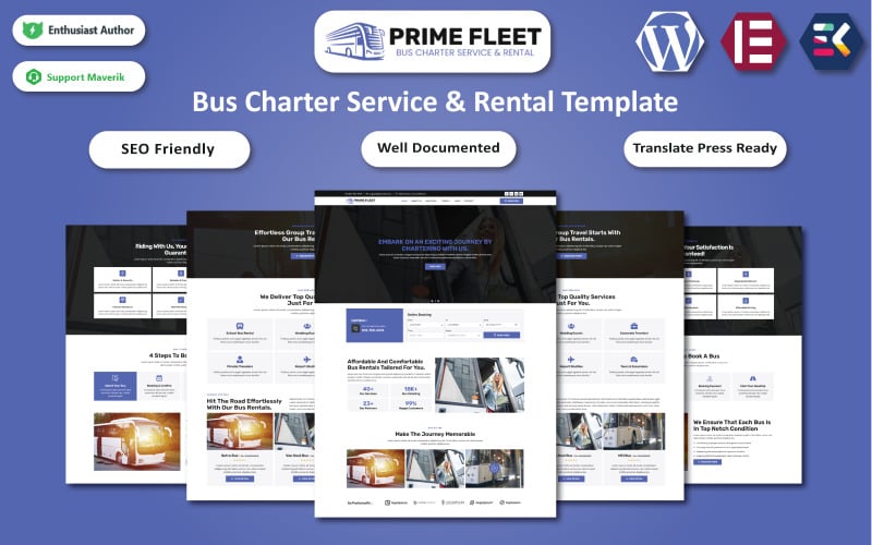 411 prime fleet bus charter service and rental elementor template