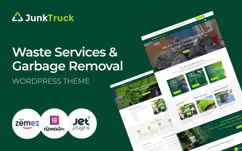 42 junktruck waste services and garbage removal wordpress theme