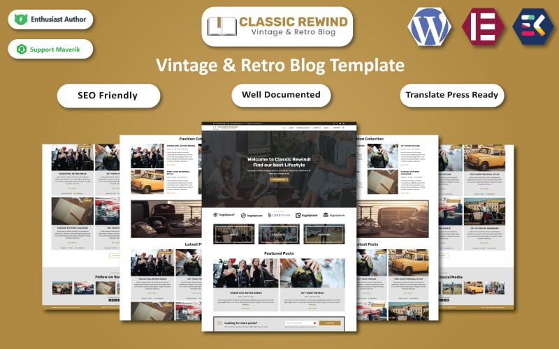 436 classic rewind vintage and retro blog elementor template