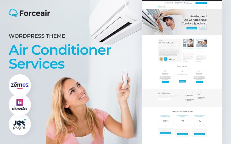 45 forceair air condition and heating wordpress theme