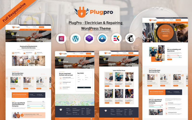 500 plugpro electrician and repairing wordpress theme