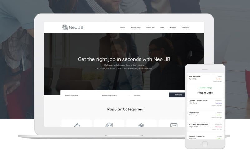 505 neojb modern job board wordpress elementor theme