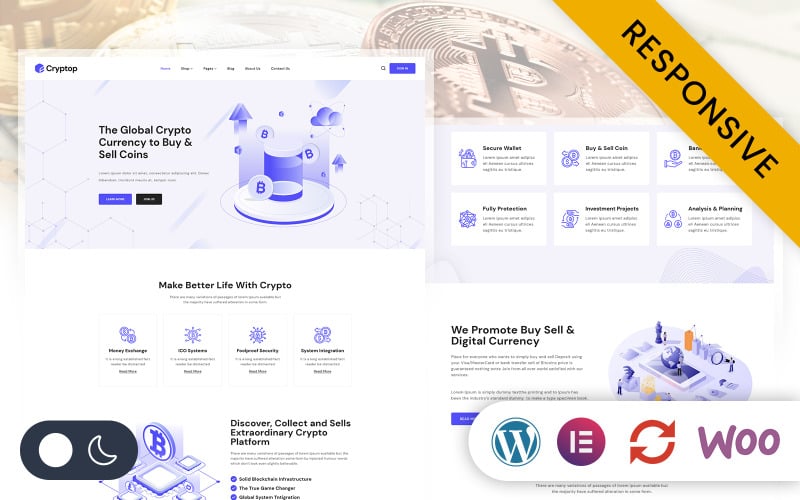 523 cryptop bitcoin and crypto currency elementor wordpress responsive theme