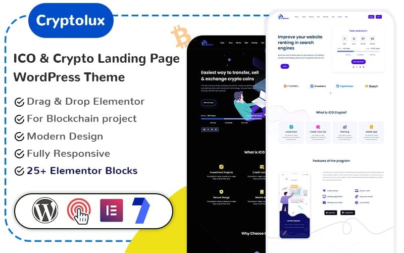 536 cryptolux ico and crypto landing page wordpress theme