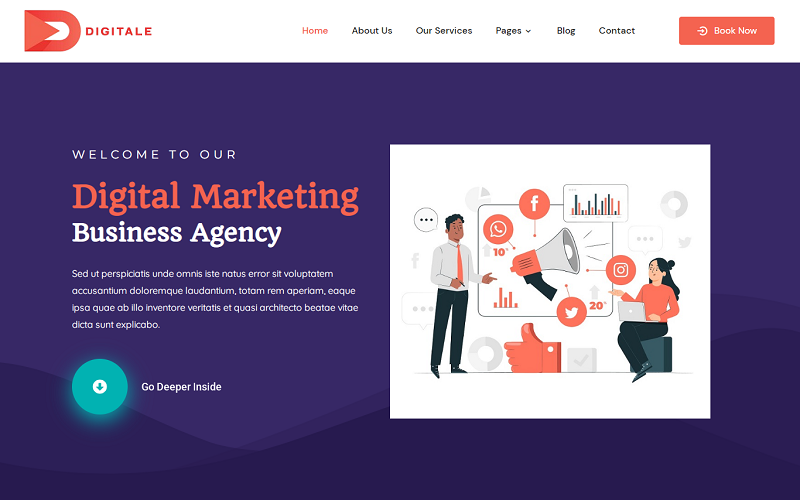 548 digitale digital marketing agency office business elementor wordpress theme