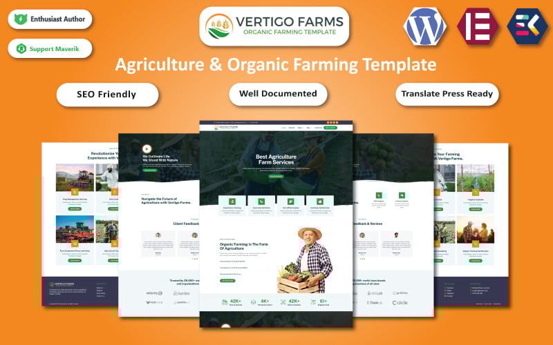 556 vertigo farms agriculture and organic farming wordpress elementor template