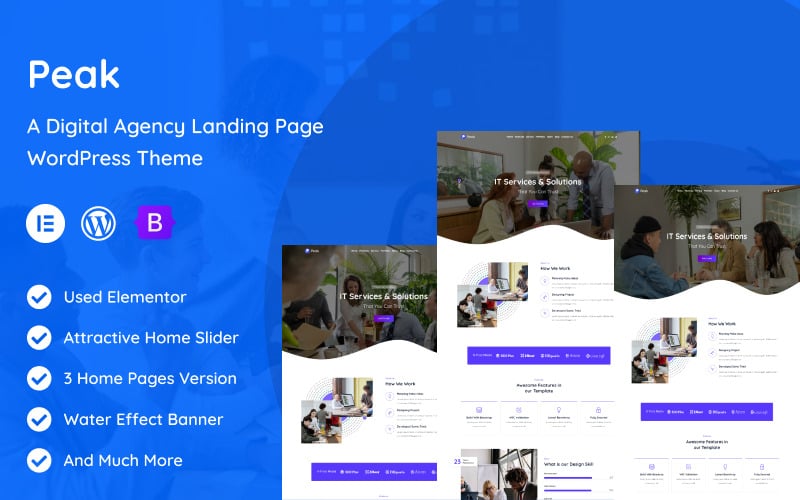 575 peak digital agency one page wordpress theme