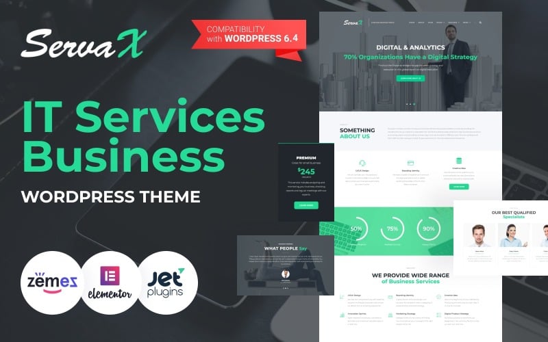 58 servax it services business wordpress elementor theme