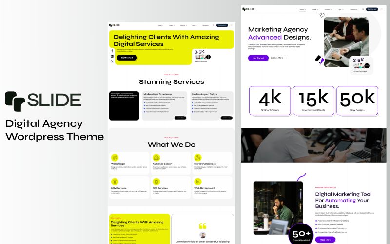 590 slide digital agency wordpress theme