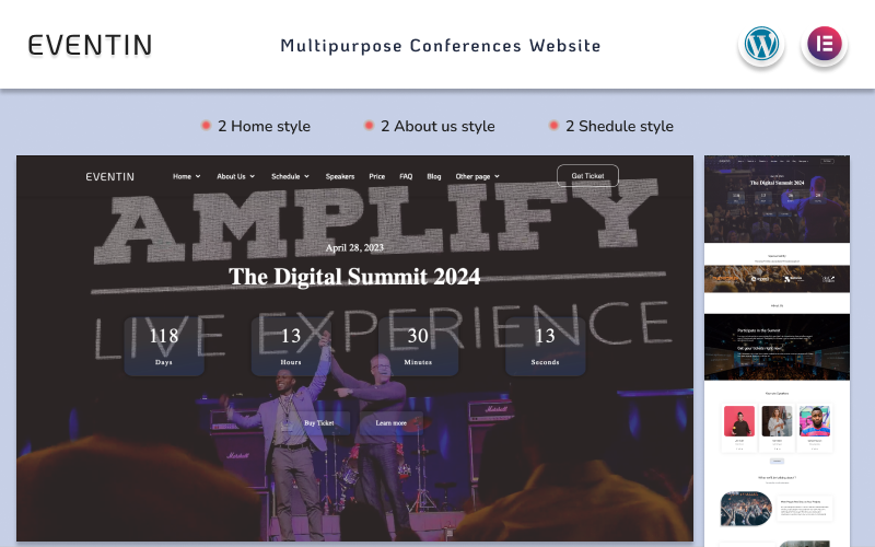 613 eventin multipurpose conferences website elementor wordpress theme