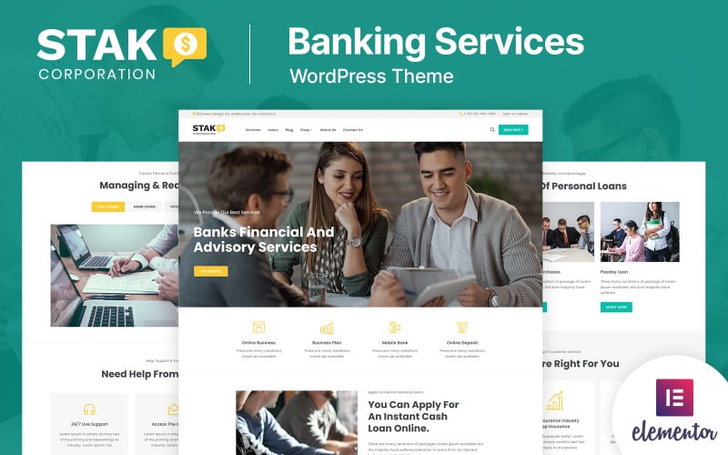 675 stak banking loan business and finance wordpress theme