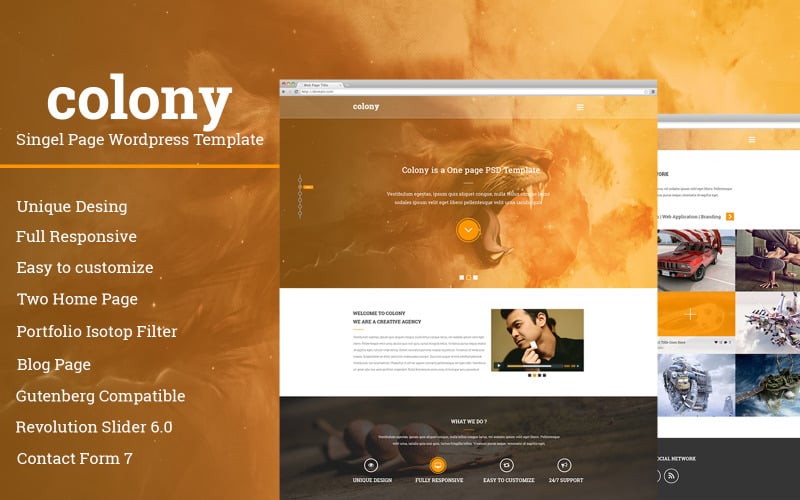 688 colony single page wordpress template