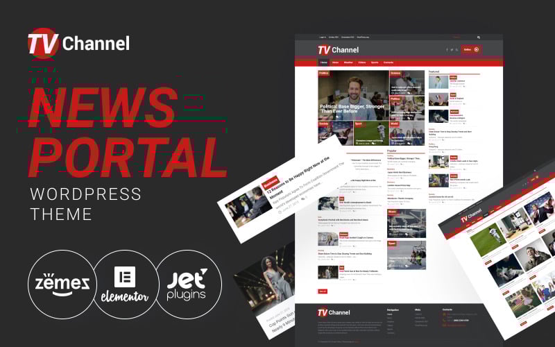73 tvchannel news portal modern wordpress elementor theme