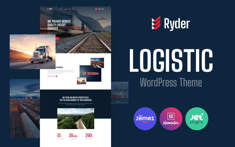 76 ryder logistic website design for moving companies wordpress theme