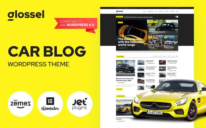 88 glossel car blog website template based on wordpress elementor theme