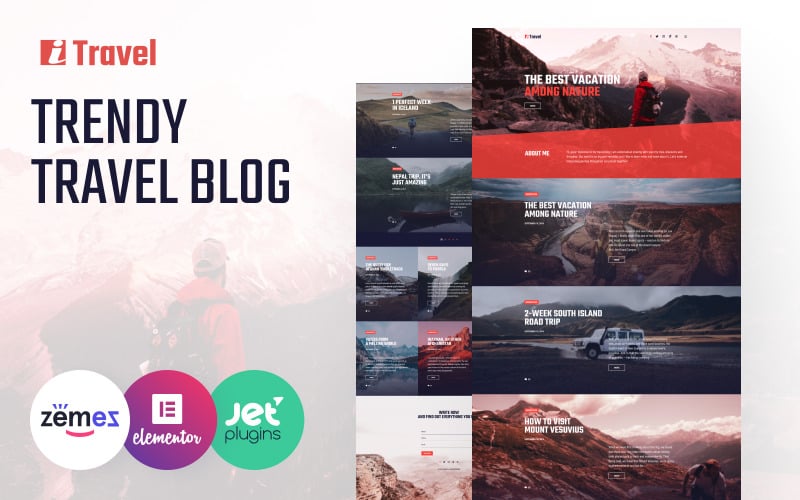 91 itravel trendy travel blog website template for elementor builder wordpress theme