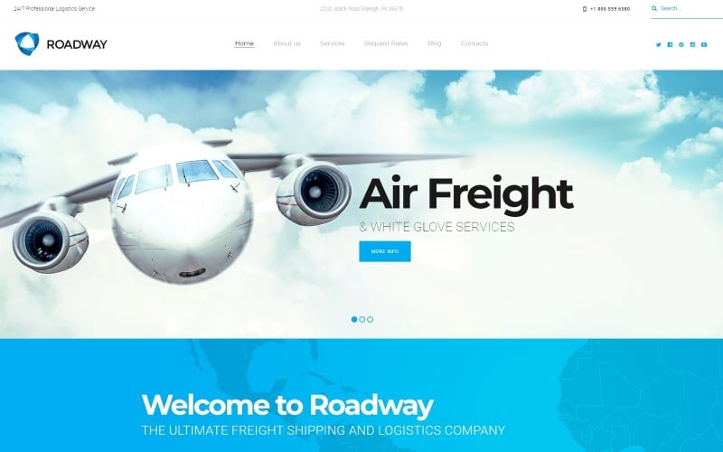 919 roadway logistics and transportation services wordpress theme