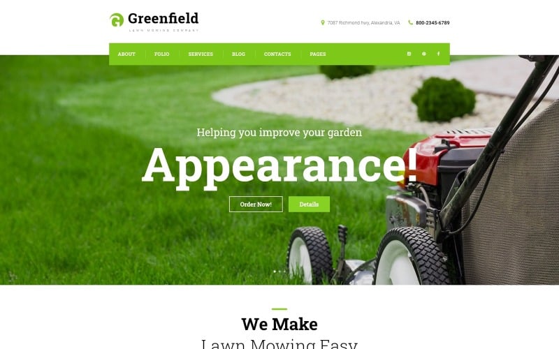 926 greenfield lawn mowing company responsive wordpress theme