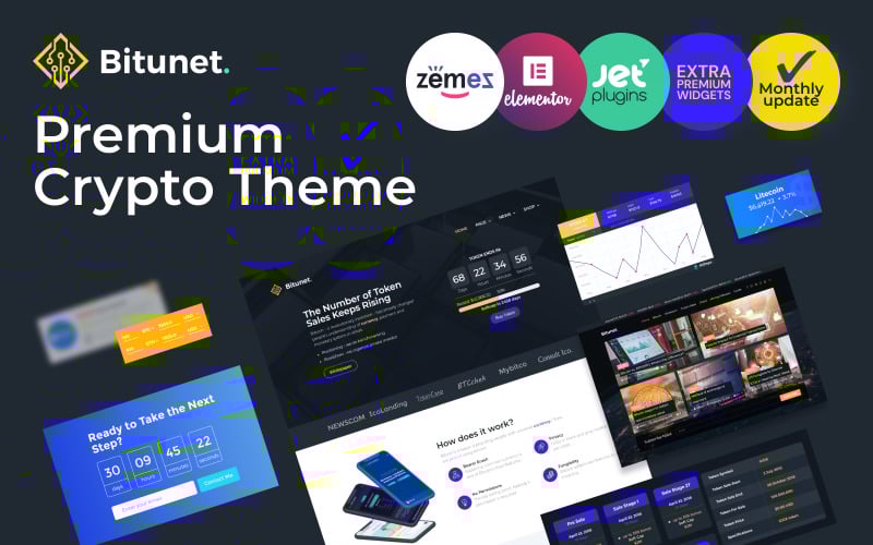 94 bitunet cryptocurrency wordpress elementor theme wordpress theme