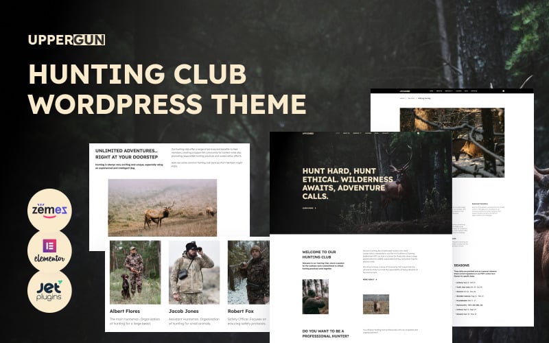 95 uppergun hunting club wordpress elementor theme