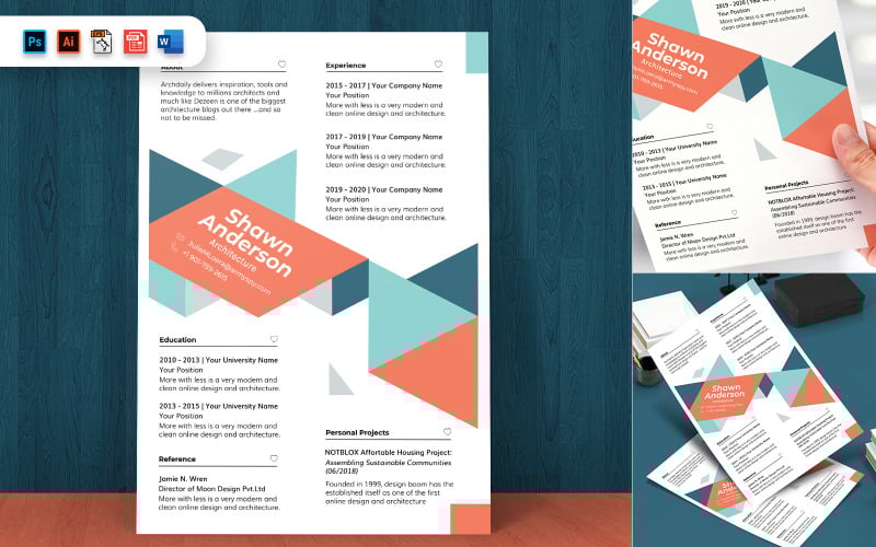 architect designer cv resume a4 printable template 255015 original