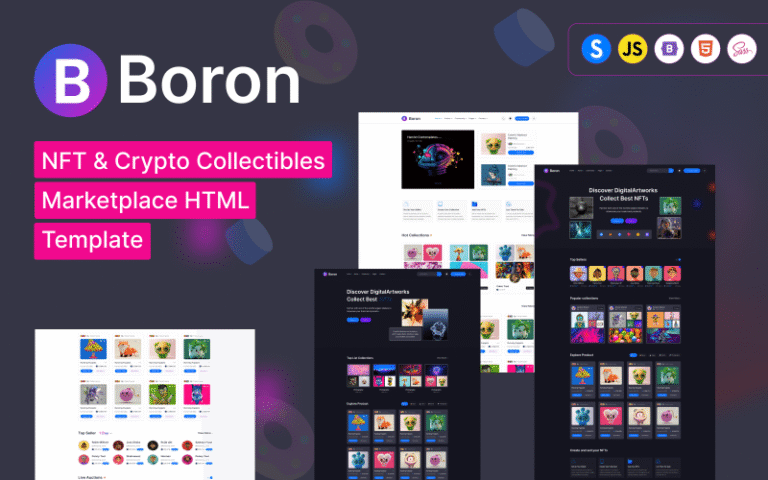 Boron NFT Marketplace Bootstrap HTML Website Template Template Witch