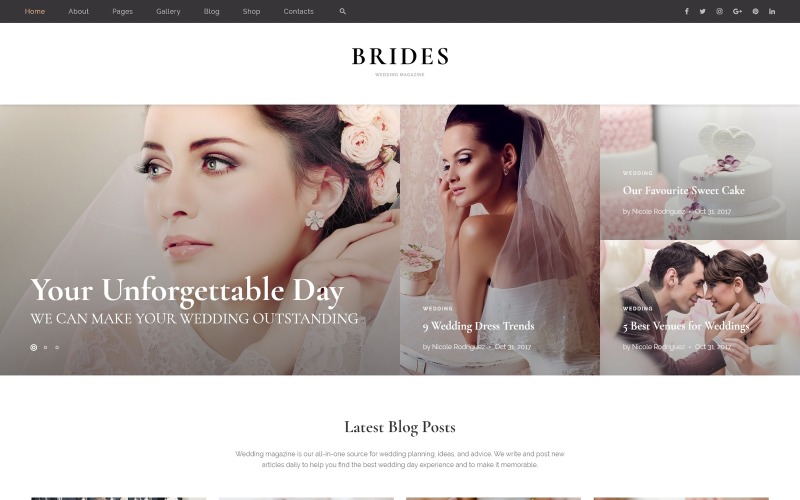 brides wedding magazine multipurpose html website template 67911 0 original