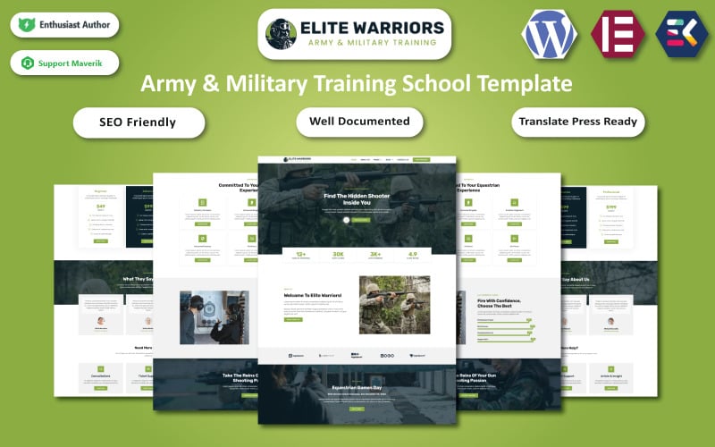 elite warriors army amp military training school wordpress elementor template 417440 original