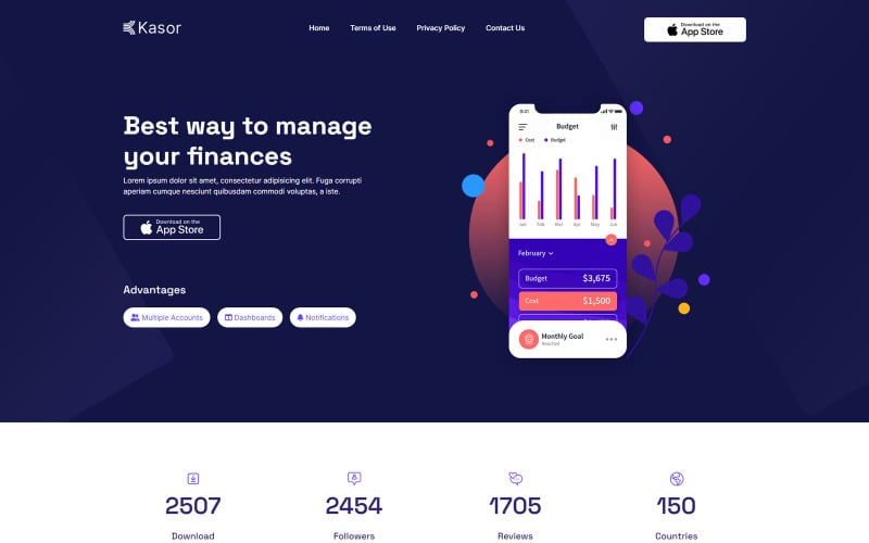 kasor finances app website template 296499 original