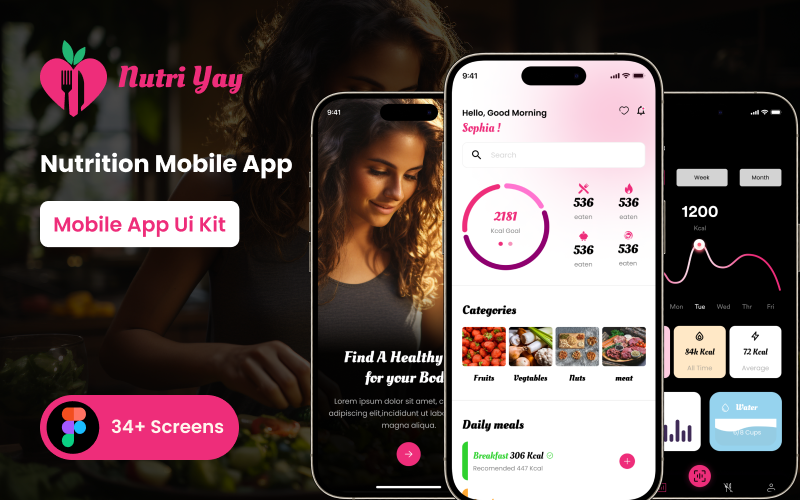 nurti yay nutrition mobile app figma template 431487 original