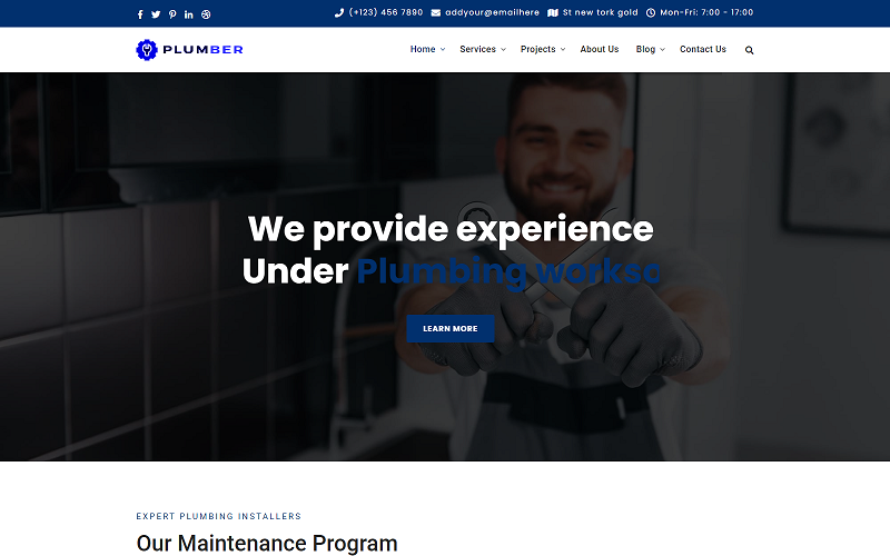 plumber and repair services maintenance html template 327786 original