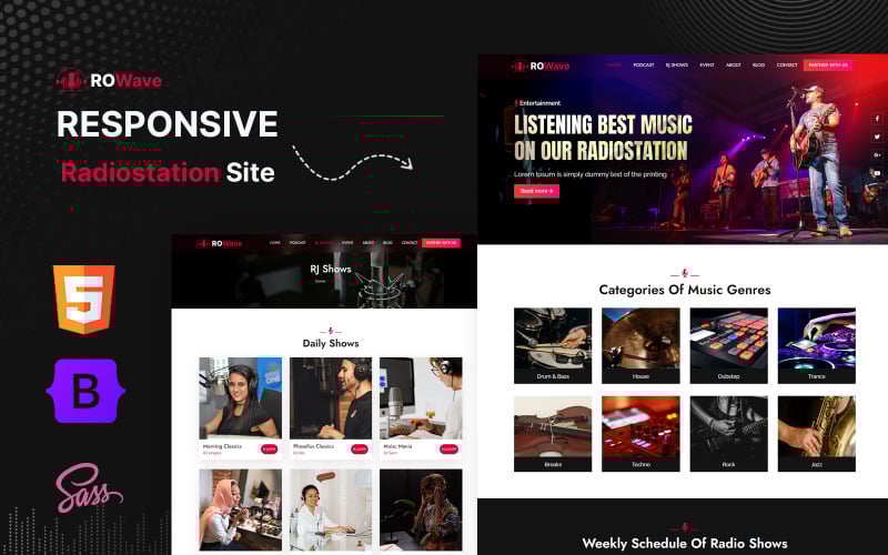 rowave radio station podcast radio jockey html5 website template 383485 original