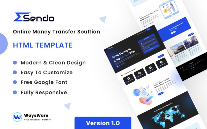sendo online money transfer soultion html template 368122 original