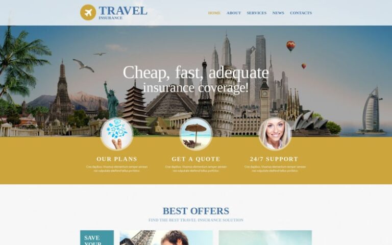Travel Insurance Agency Website Template Template Witch