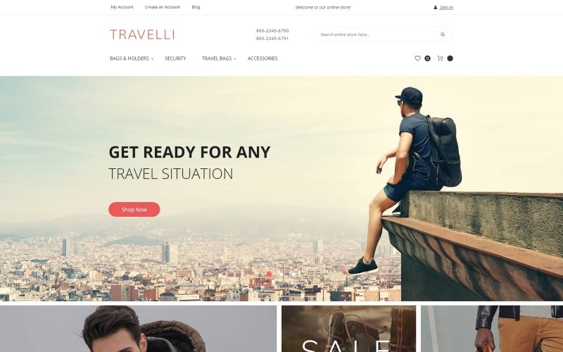 travelli travel equipment tourist gear magento theme 62079 0 original