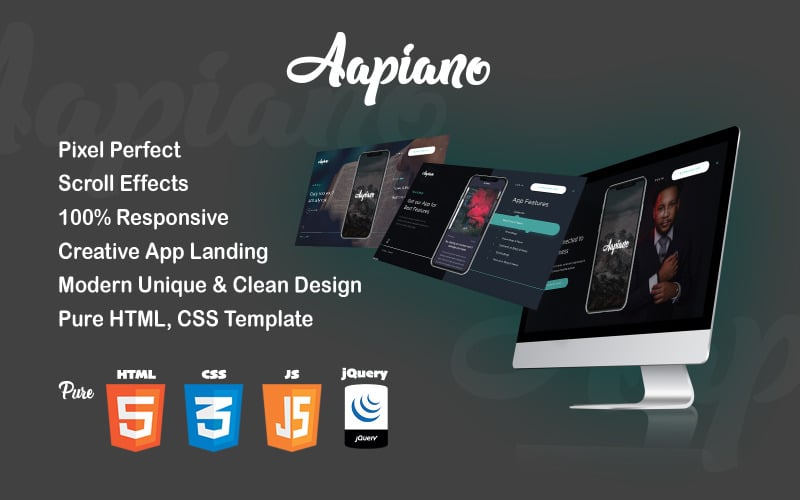 aapiano html mobile apps landing page template original