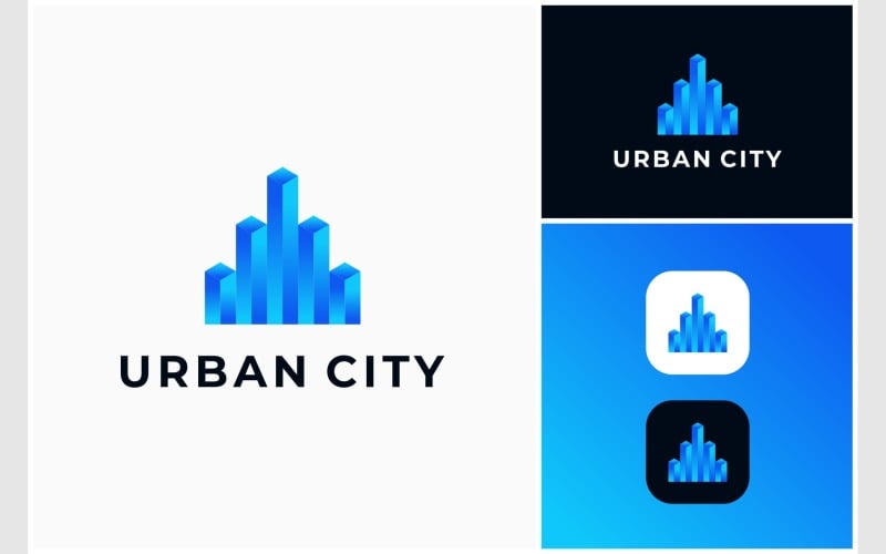 abstract city building colorful logo original