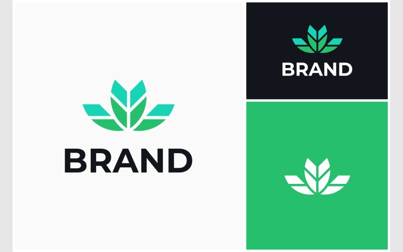 abstract leaf green geometric logo original