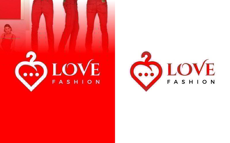 abstract red love fashion logo design original