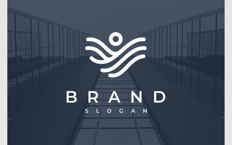 abstract wave flow people simple logo original